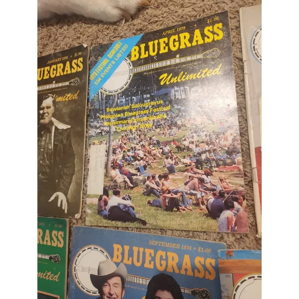 Lot Of 9 1970s Bluegrass Unlimited Magazines 1978